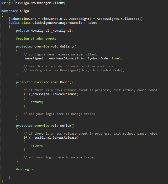 cTrader News Manager Client Code